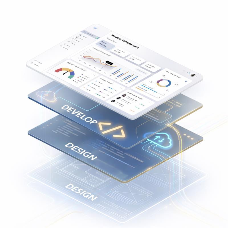 Layered software design and development graphic